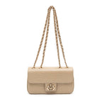 BOLSA ANNE EM COURO NATUAL NEW CROCO NATA OURO