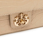 BOLSA ANNE EM COURO NATUAL NEW CROCO NATA OURO