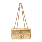 BOLSA ANNE EM COURO NATURAL NEW CROCO GOLD