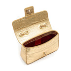BOLSA ANNE EM COURO NATURAL NEW CROCO GOLD
