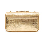 BOLSA ANNE EM COURO NATURAL NEW CROCO GOLD