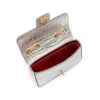 BOLSA ANNE EM COURO NEW CROCO PRATA OURO