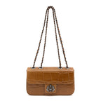 BOLSA ANNE EM COURO CAIMAN MEL ONIX
