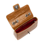 BOLSA ANNE EM COURO CAIMAN MEL ONIX