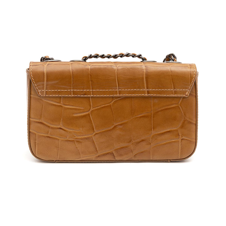BOLSA ANNE EM COURO CAIMAN MEL ONIX
