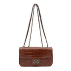BOLSA ANNE EM COURO NEW CROCO CASTANHO ONIX