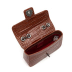 BOLSA ANNE EM COURO NEW CROCO CASTANHO ONIX