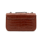 BOLSA ANNE EM COURO NEW CROCO CASTANHO ONIX