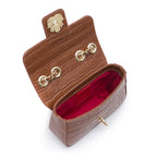 Mini Bolsa Anne Em Couro Natural maxi croco pecan