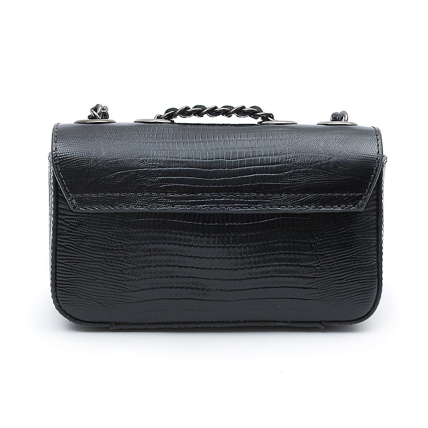 Mini Bolsa Anne Em Couro Natural Lizard Preto