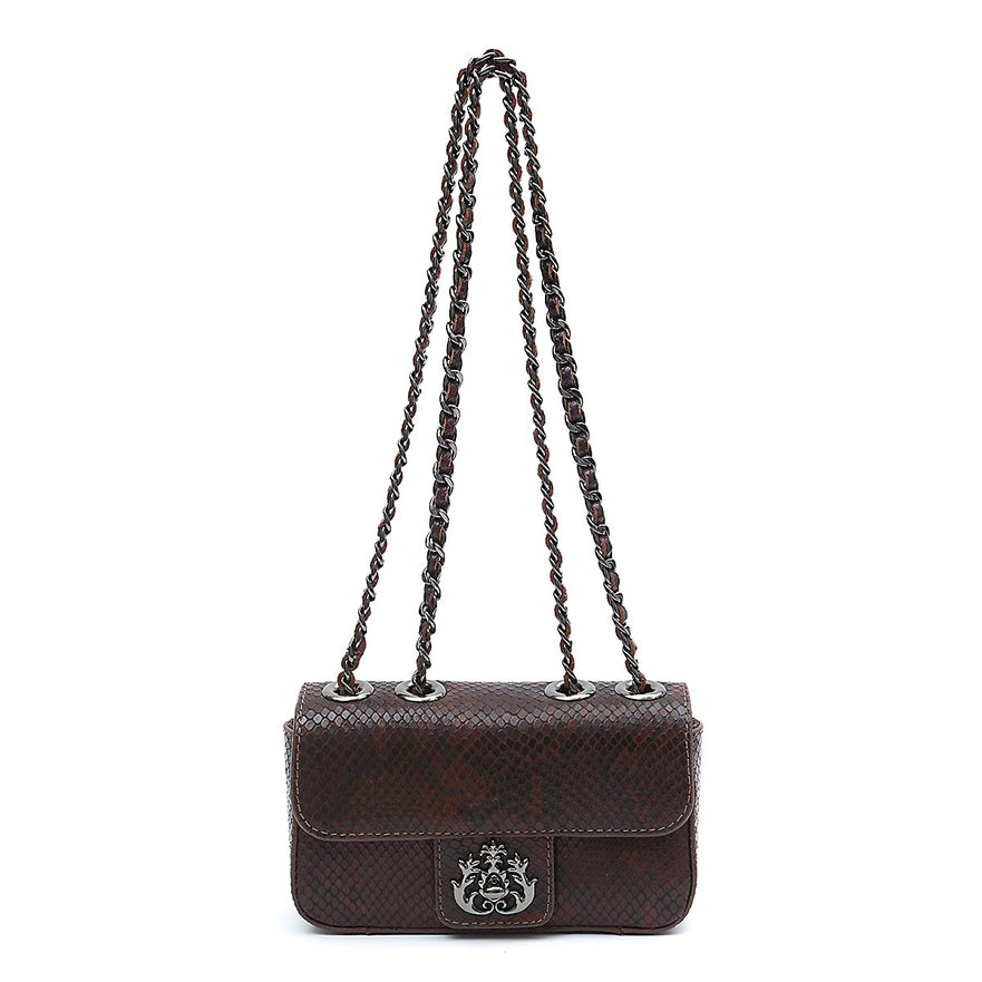 BOLSA ANNE EM COURO COBRA DARK ONIX