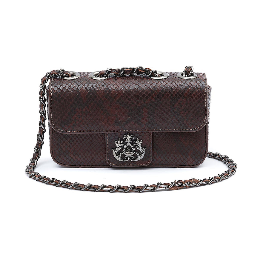 BOLSA ANNE EM COURO COBRA DARK ONIX