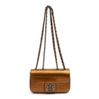 Mini Bolsa Anne Em Couro Natural NEW CROCO BRONZE ONIX