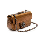 Mini Bolsa Anne Em Couro Natural NEW CROCO BRONZE ONIX