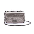 Mini Bolsa Anne Em Couro Natural Croco Roxy Onix