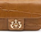 Mini Bolsa Anne Em Couro Natural Caiman Mel Ouro