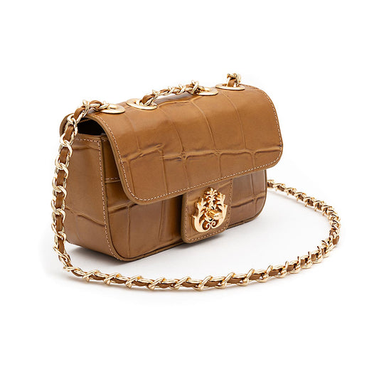 Mini Bolsa Anne Em Couro Natural Caiman Mel Ouro