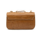 Mini Bolsa Anne Em Couro Natural Caiman Mel Ouro