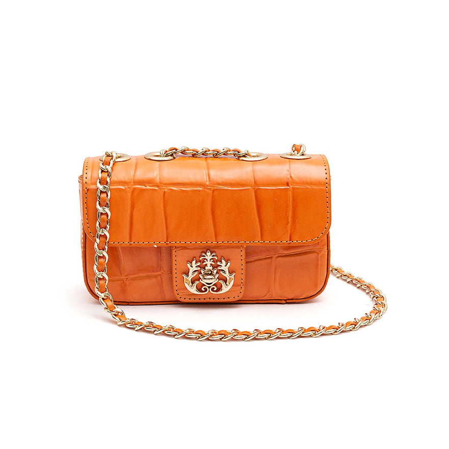 BOLSA BAGUETE ANNE MINI COURO CAIMAN MANGO