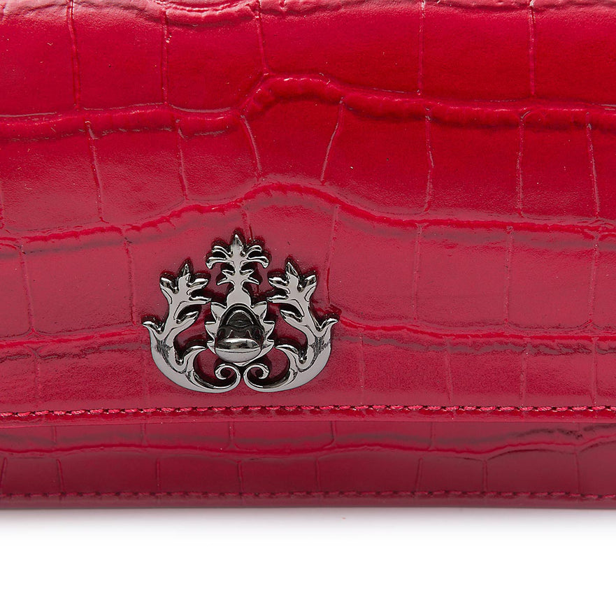 BOLSA CARTEIRA  FOREVERE PEQUENA COURO MAXI CROCO VERMELHO