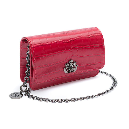 BOLSA CARTEIRA  FOREVERE PEQUENA COURO MAXI CROCO VERMELHO