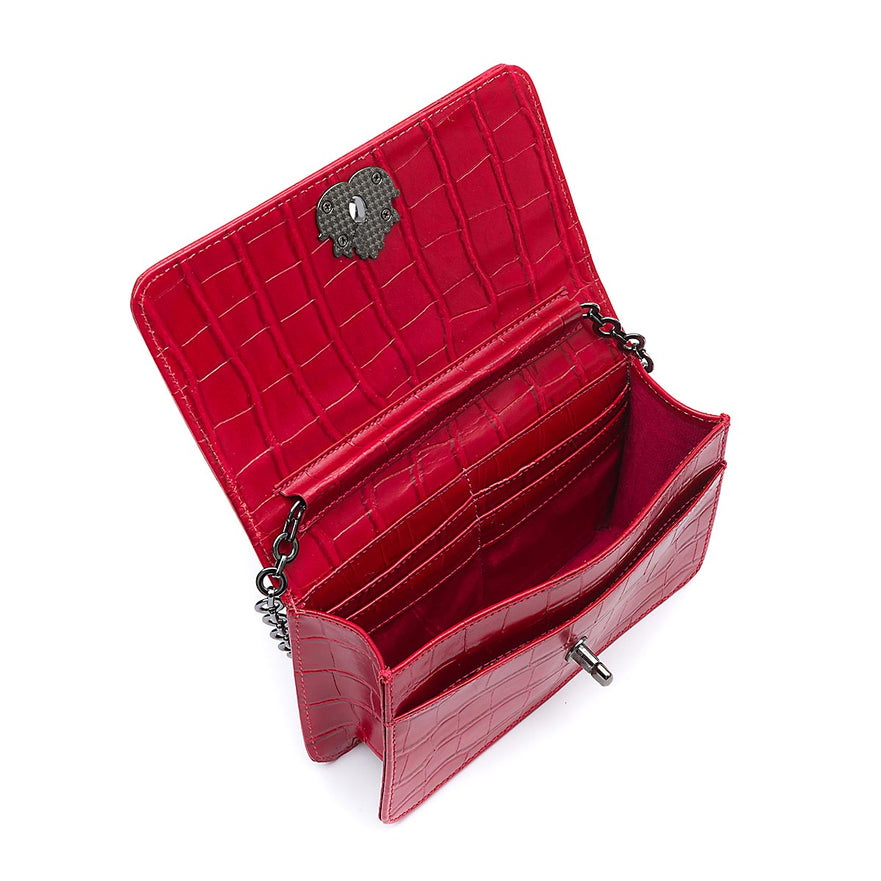BOLSA CARTEIRA  FOREVERE PEQUENA COURO MAXI CROCO VERMELHO