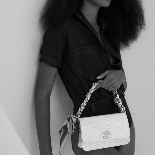 BOLSA CARTEIRA FOREVER PEQUENA COURO NEW CROCO PRETO OURO