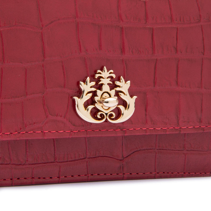 Bolsa Carteira Com Corrente Transversal Forever MAXI CROCO VERMELHO