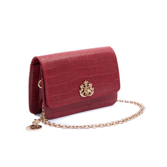 Bolsa Carteira Com Corrente Transversal Forever MAXI CROCO VERMELHO