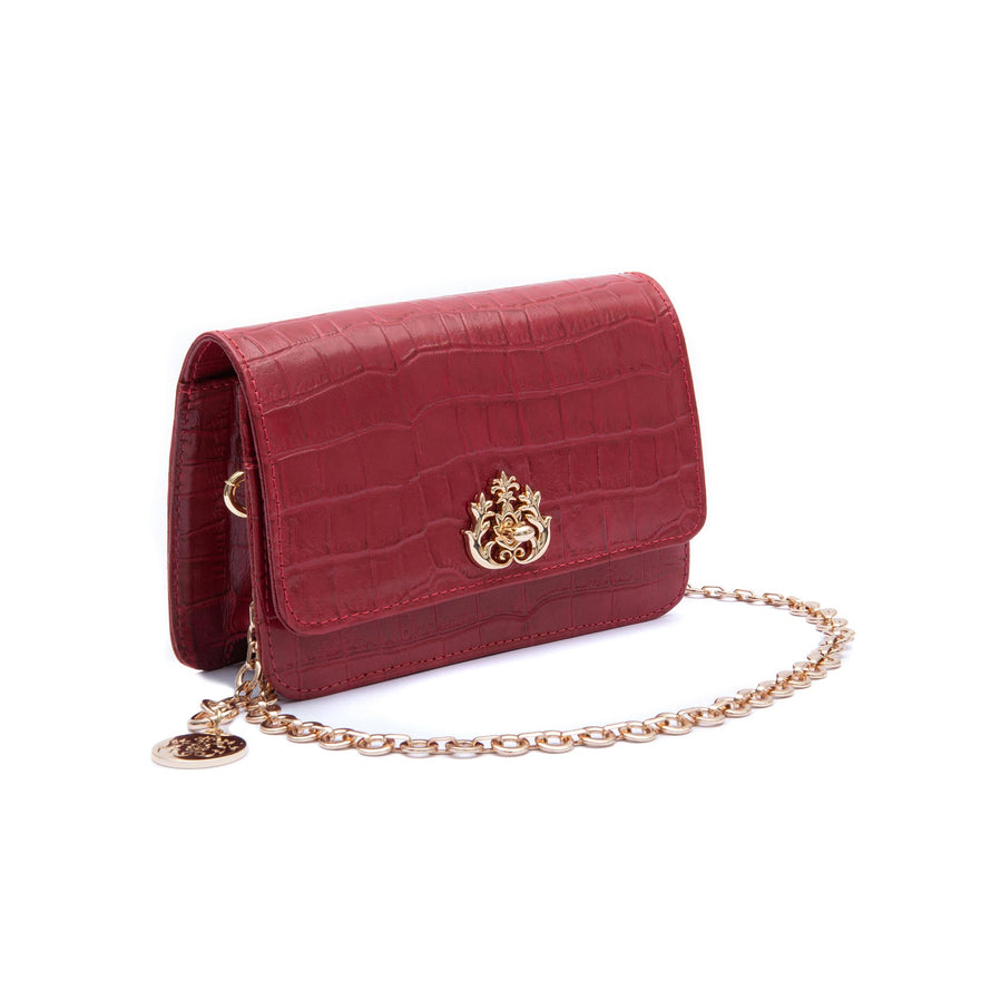 Bolsa Carteira Com Corrente Transversal Forever MAXI CROCO VERMELHO