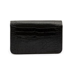 BOLSA CARTEIRA COM CORRENTE TRANSVERSAL FOREVER NEW CROCO PRETO ONIX