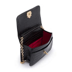 BOLSA CARTEIRA COM CORRENTE TRANSVERSAL FOREVER NEW CROCO PRETO OURO