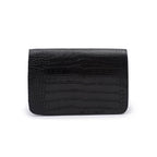 BOLSA CARTEIRA COM CORRENTE TRANSVERSAL FOREVER NEW CROCO PRETO OURO