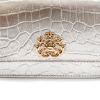 BOLSA CARTEIRA COM CORRENTE TRANSVERSAL FOREVER NEW CROCO PRATA OURO