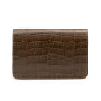 BOLSA CARTEIRA COM CORRENTE TRANSVERSAL MAXI CROCO OLIVA