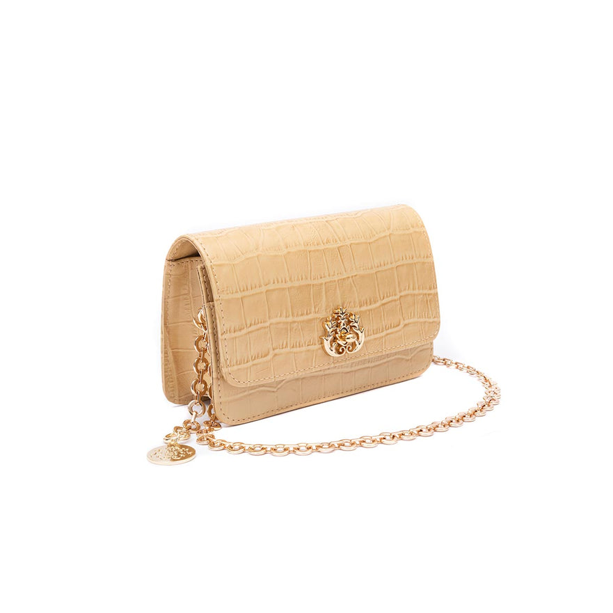 BOLSA CARTEIRA FOREVER PEQUENA COURO MAXI CROCO CITRINO