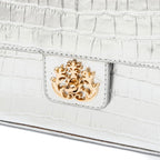 BOLSA ANNE JUMBO EM COURO NATURAL NEW CROCO PRATA OURO