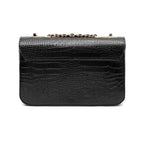 BOLSA ANNE JUMBO EM COURO NATURAL NEW CROCO PRETO OURO