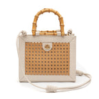 DIANA MEDIUM RAFFIA HEXAGONAL BAG MAXI CROC LEATHER CHANTILLY