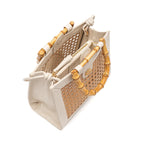 DIANA MEDIUM RAFFIA HEXAGONAL BAG MAXI CROC LEATHER CHANTILLY