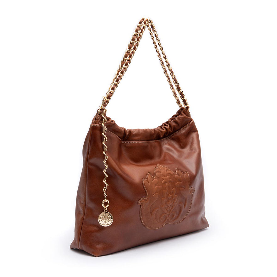 BOLSA DAYSE HOBO EM COURO ESTONADO PINHÃO