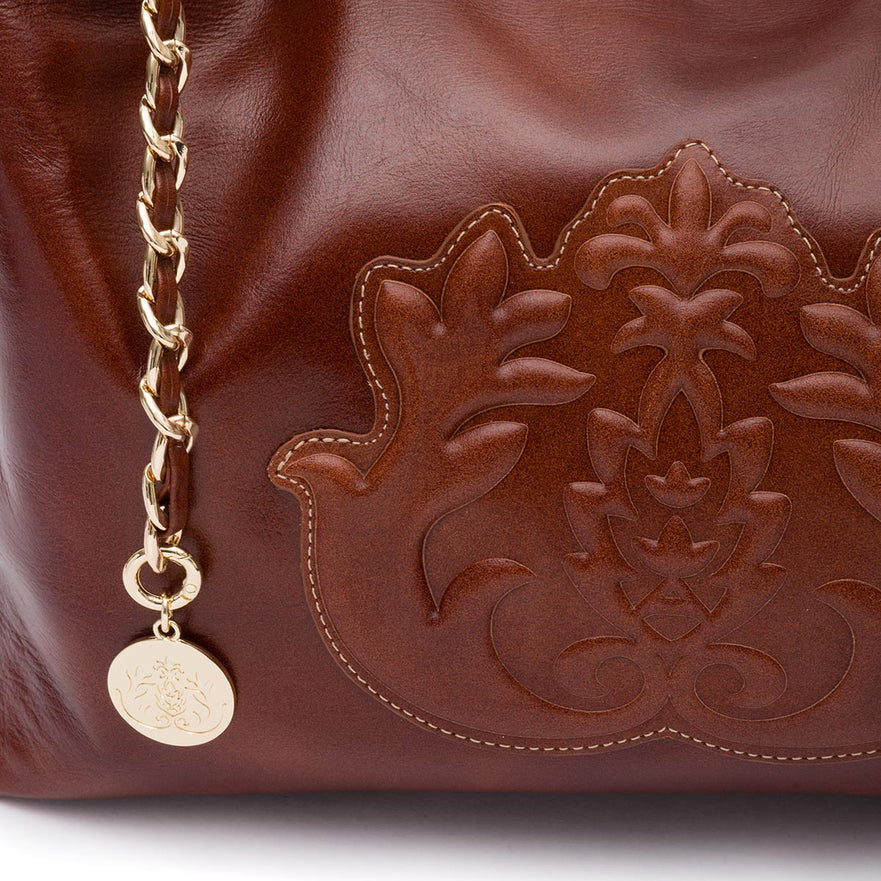 BOLSA DAYSE HOBO EM COURO ESTONADO PINHÃO