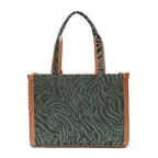 MAXI TOTE EM PALHA ANIMALIER ZEBRA VERDE