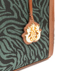 MAXI TOTE EM PALHA ANIMALIER ZEBRA VERDE