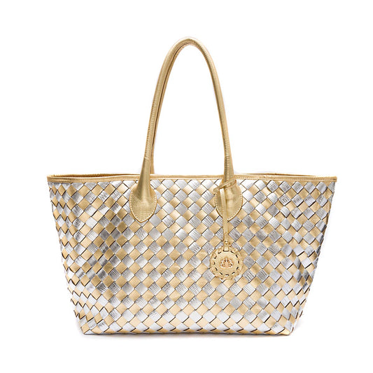 BOLSA SHOPPER TRESSÊ OURO PRATA