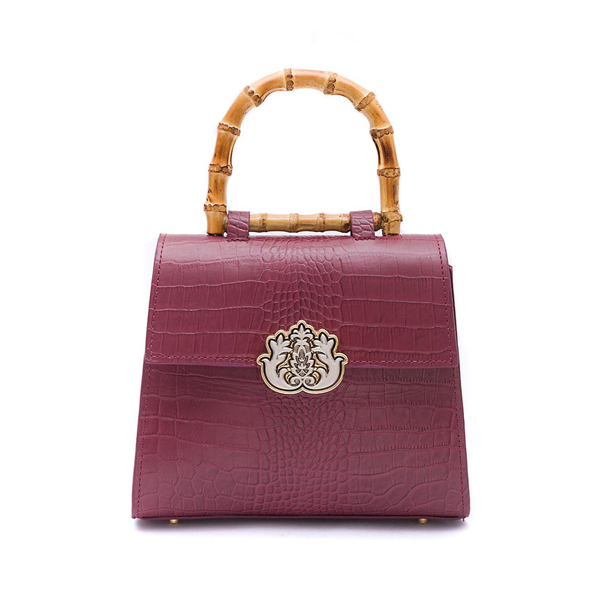 BOLSA TOP HANDLE MÉDIA MAXI CROCO BURGUNDY