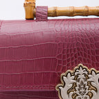BOLSA TOP HANDLE MÉDIA MAXI CROCO BURGUNDY