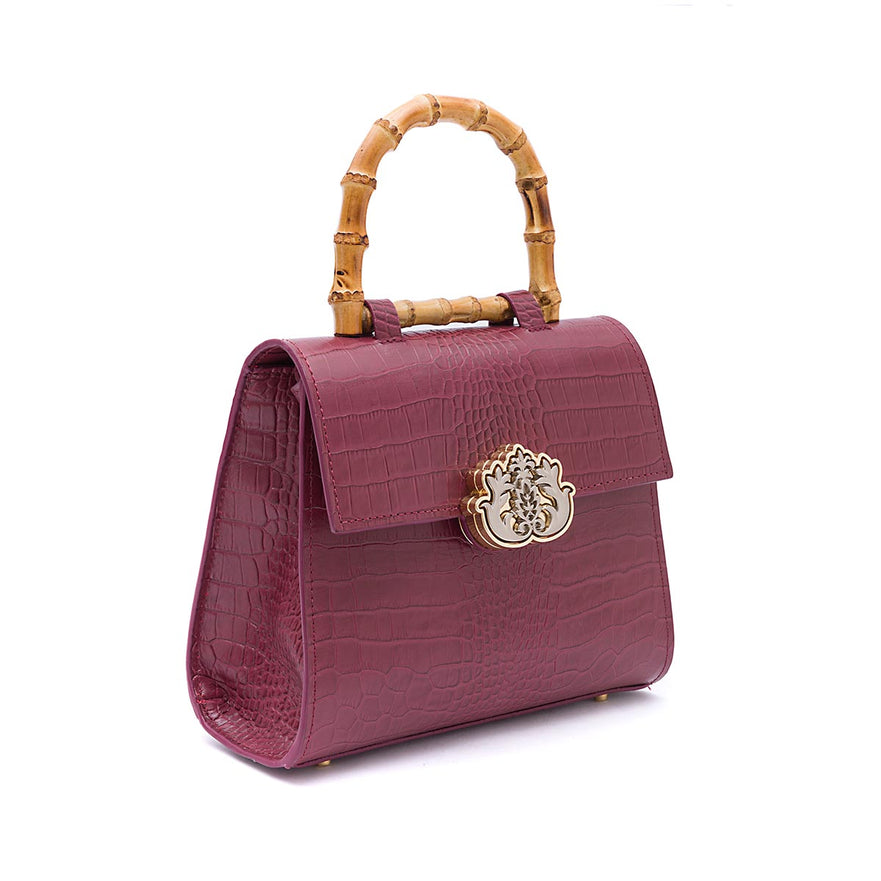 BOLSA TOP HANDLE MÉDIA MAXI CROCO BURGUNDY