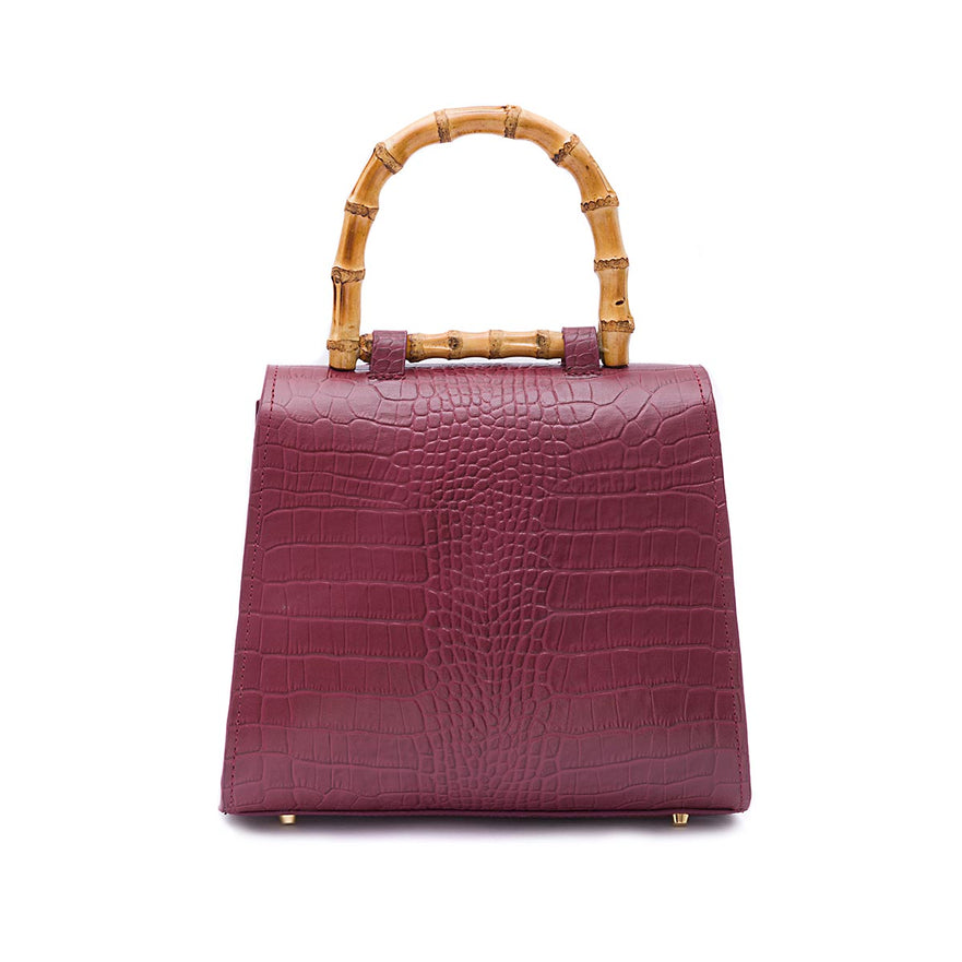 BOLSA TOP HANDLE MÉDIA MAXI CROCO BURGUNDY