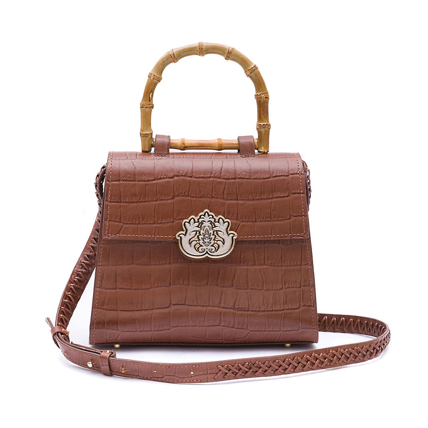 Bolsa Top Handle Média MAXI CROCO PECAN